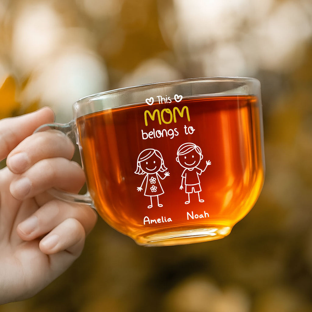 This Nana Belongs To Us - Personalized Glass Tea Cup