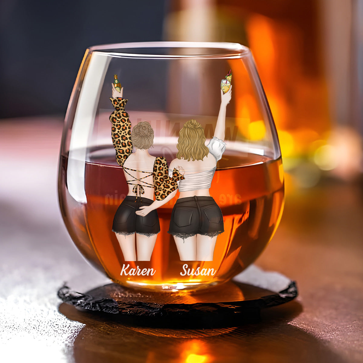 Warning The Girl - Personalized Wine Glass