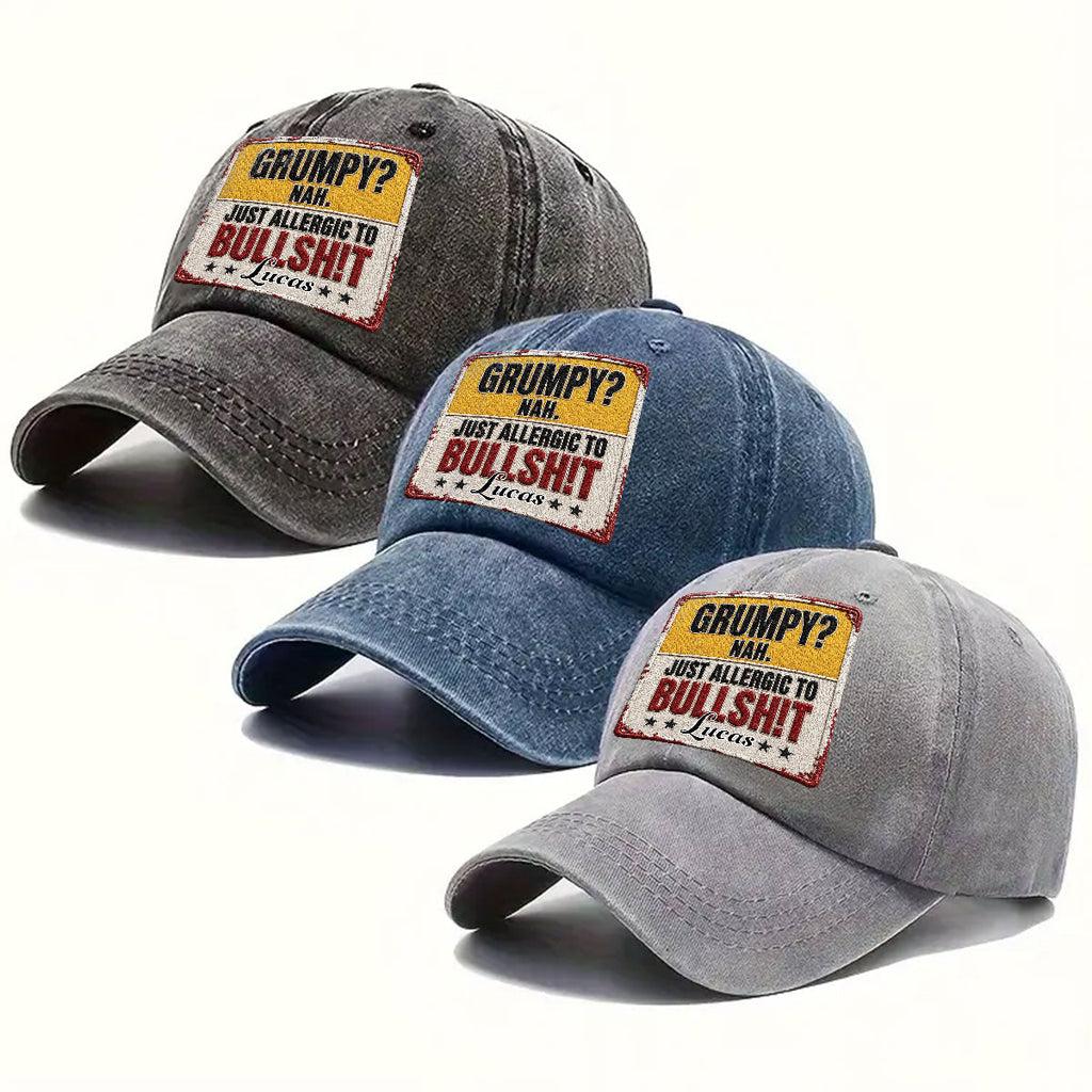 Allergic To All Of Them - Personalized 3D Effect Vintage Washed Denim Cap
