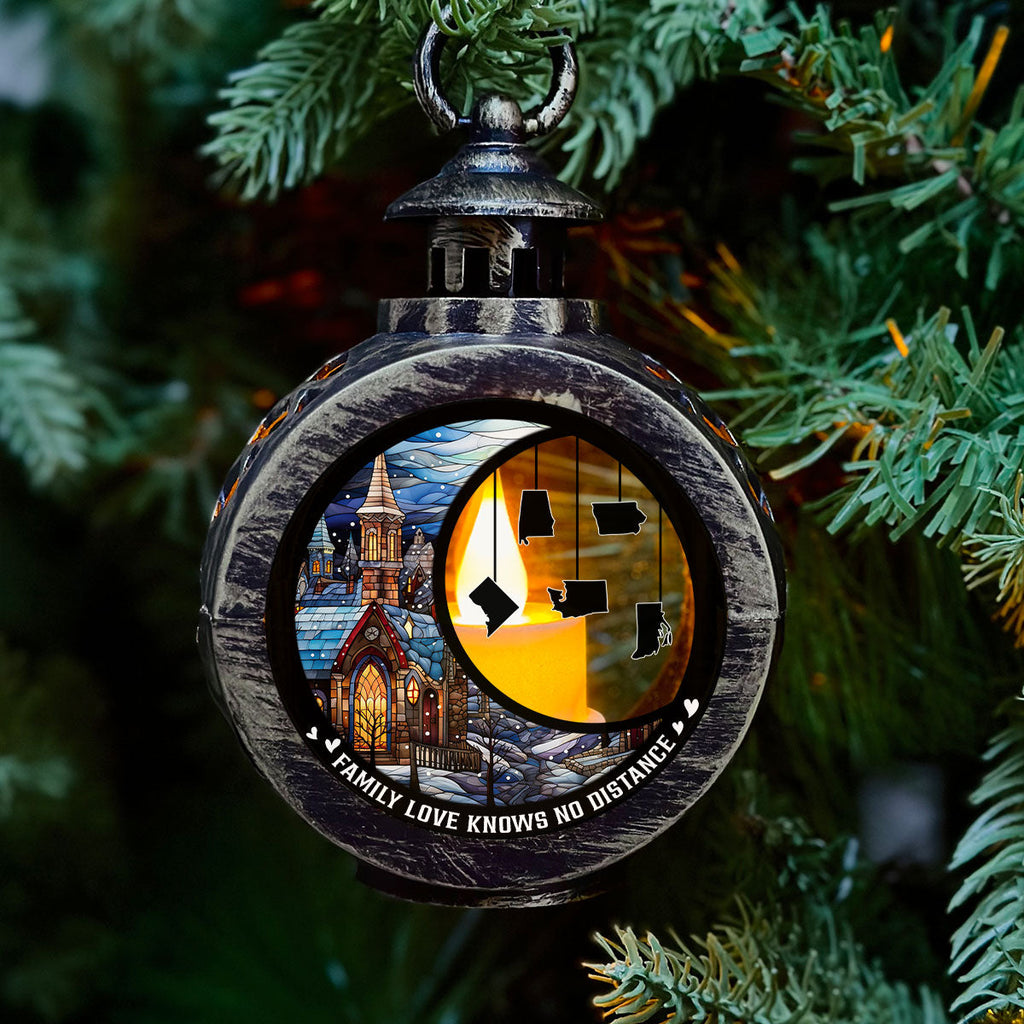 Custom Family Christmas Gifts, Holiday Decor • Family Love Knows No Distance Ver 2 - Personalized Christmas Lantern