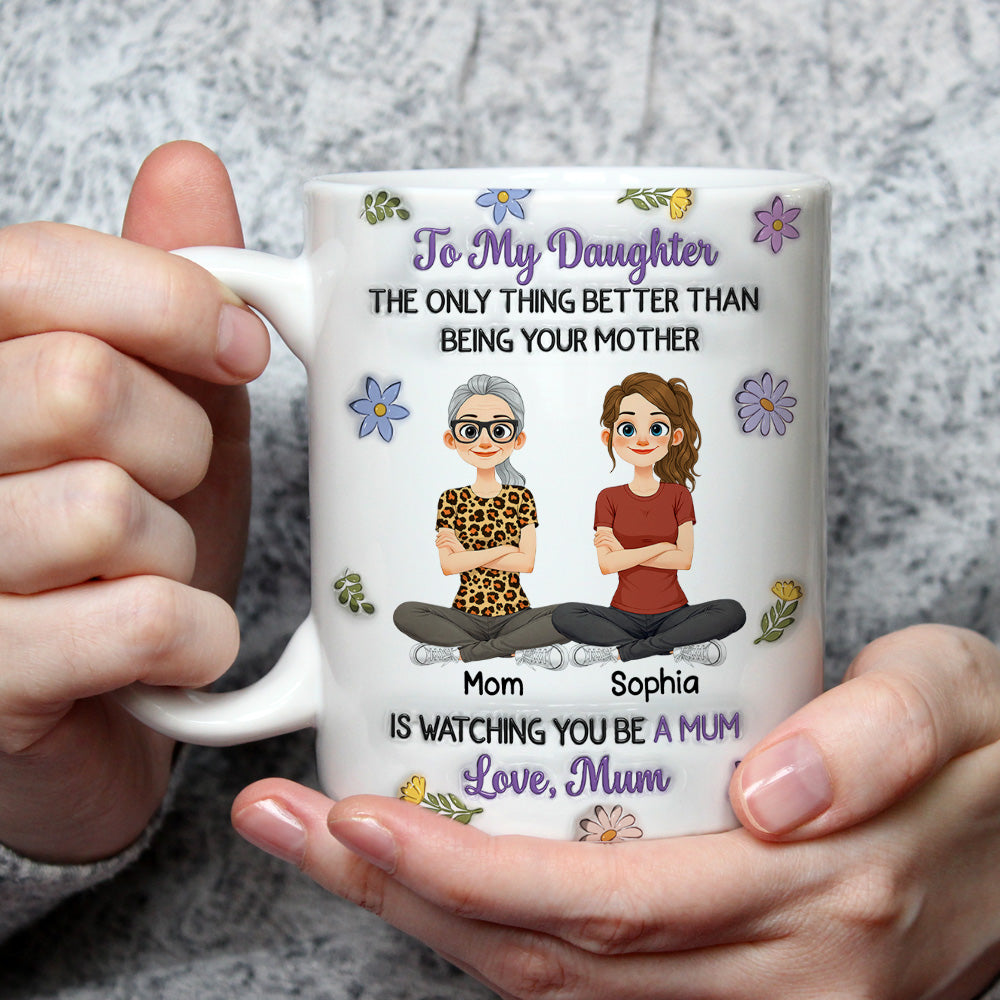 Custom Mother's Day Gift for Daughter • Linked Together New Style - Personalized 3D Inflated Effect Mug