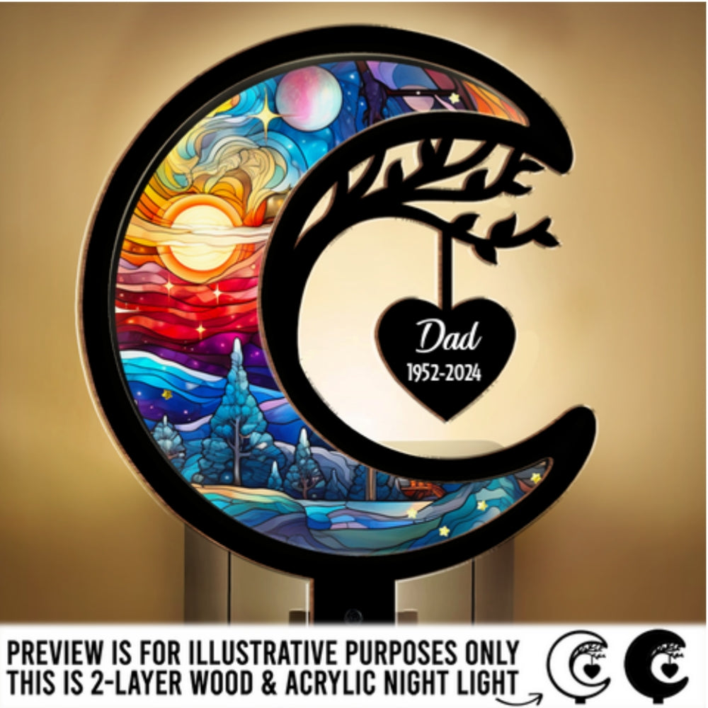 Custom Led Light Gift, Family Keepsake • In Heaven - Personalized Wood And Acrylic Night Light