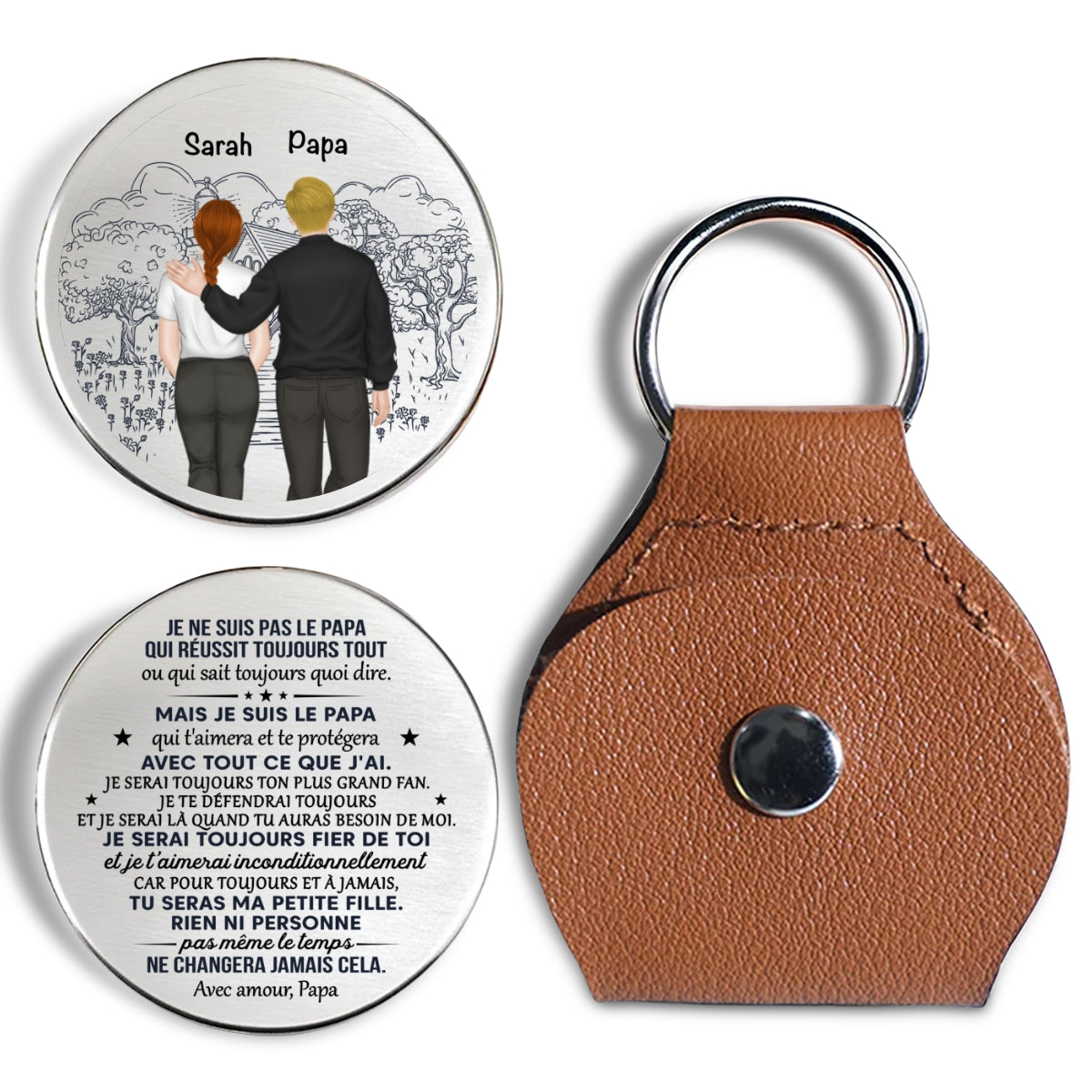 Custom Coin Keychain for Daughter Mom, Mother's Day Birthday Gifts • Je serai toujours ton plus grand fan - Petit Câlin de Poche Personnalisé