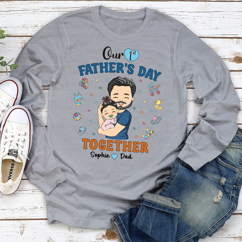 Custom First Father's Day, Christmas Gift for New Dad • 1st Fathers Day Together - Personalized Shirt