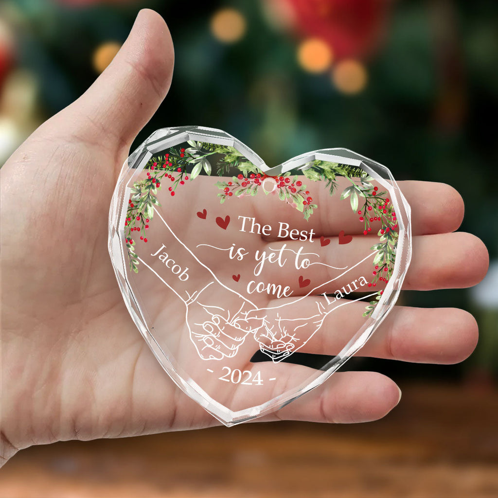 Custom Couple Christmas Ornament, Anniversary Gift •  The Best Is Yet To Come - Personalized Glass Ornament