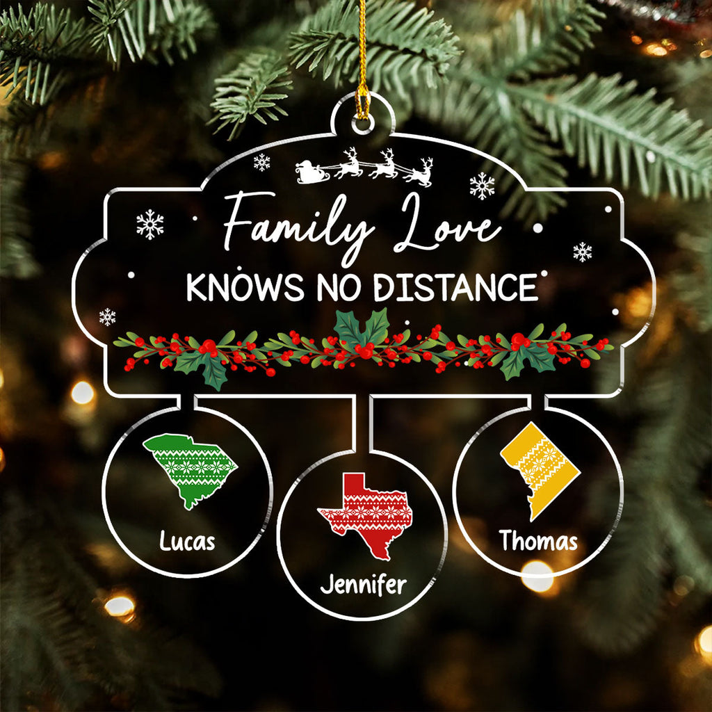 Custom Family Ornament, Christmas Gift for Family Members •  State Connection - Personalized Acrylic Ornament