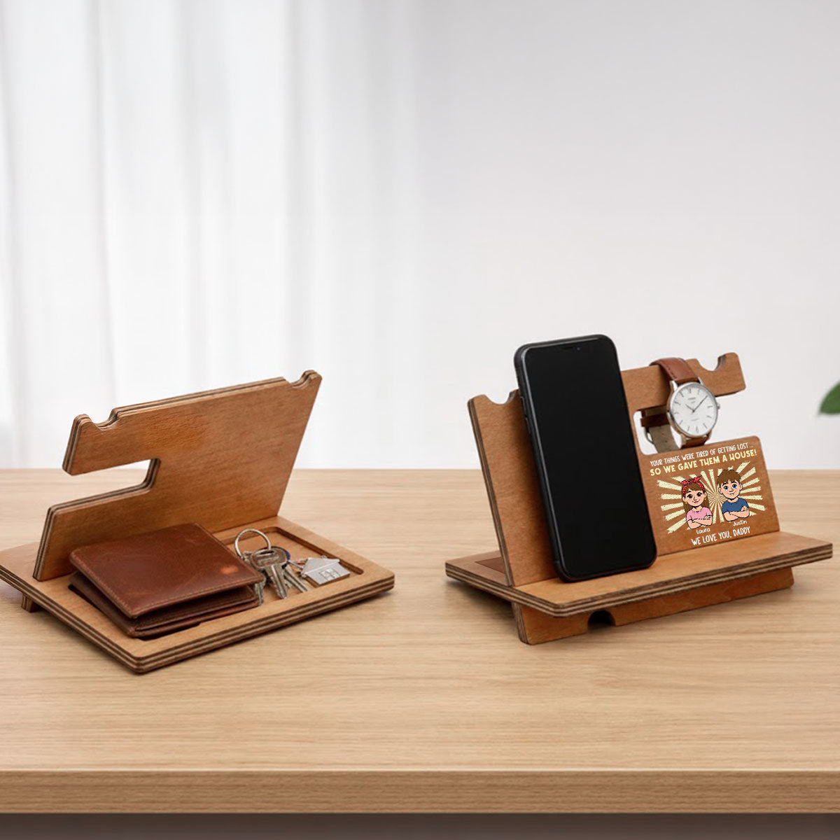 We Love You Dad - Personalized Wood Phone Docking Station