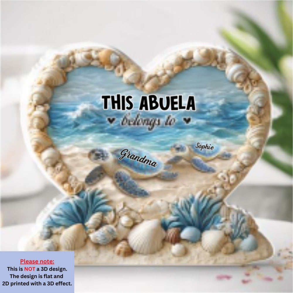 Custom Mother's Day Decor, Gift for Mom & Grandma • Forever Like The Turtle - Personalized 3D Effect Acrylic Plaque