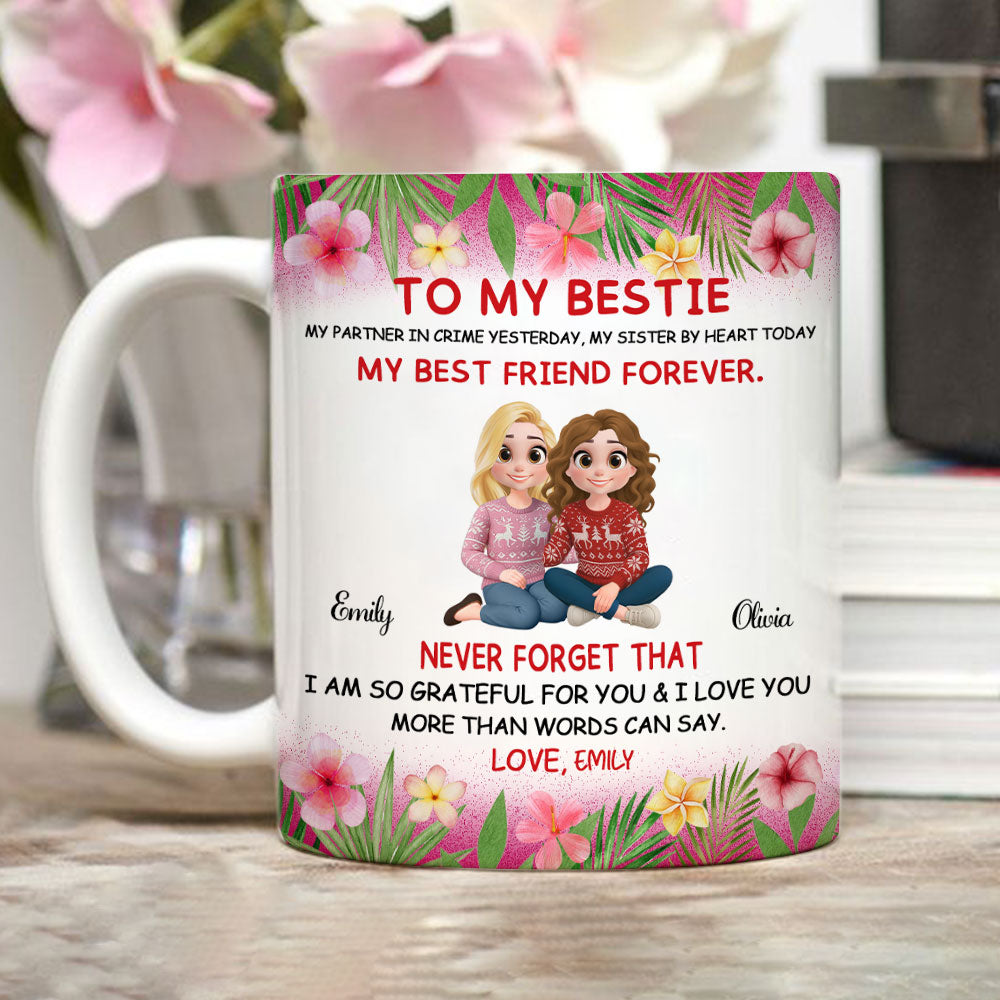 Custom Best Friend, Christmas & Birthday Friendship Keepsake Gift • My Partner In Crime Yesterday - Personalized Coffee Mug