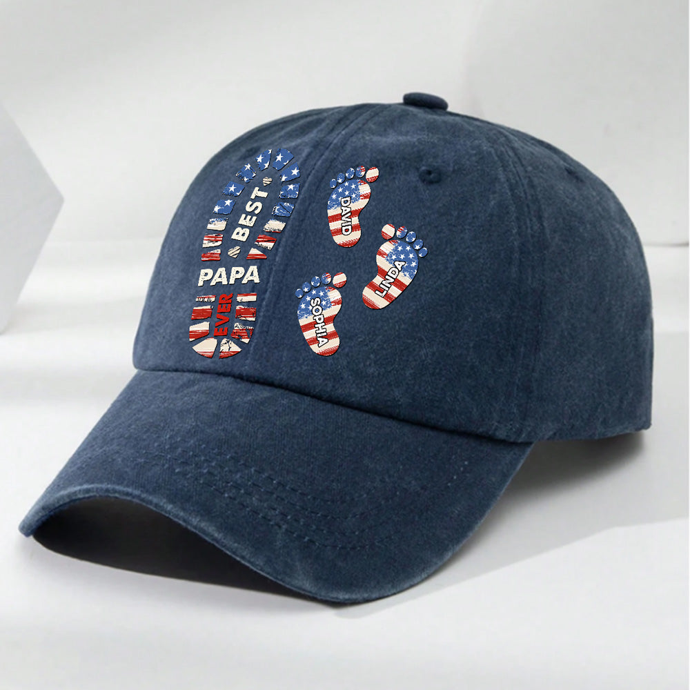 Custom Christmas Headwear Birthday Gifts for Dad • Best Dad Ever - Personalized Vintage Washed Denim Cap