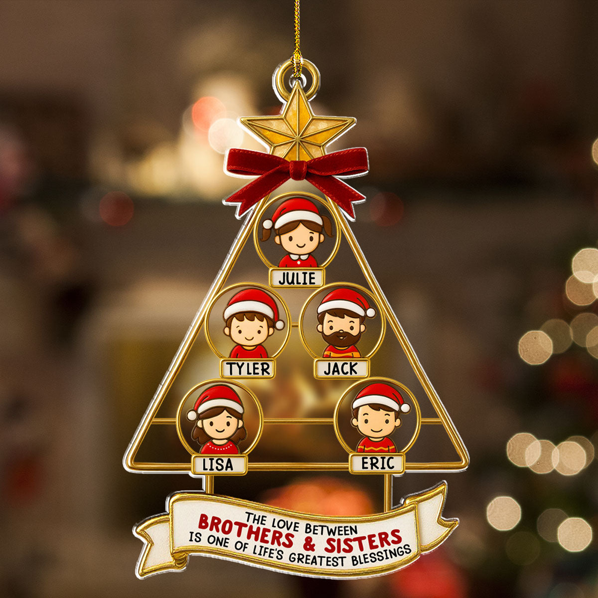 Custom Brothers & Sisters Christmas Ornament •  Siblings Memories Tree - Personalized Acrylic Ornament