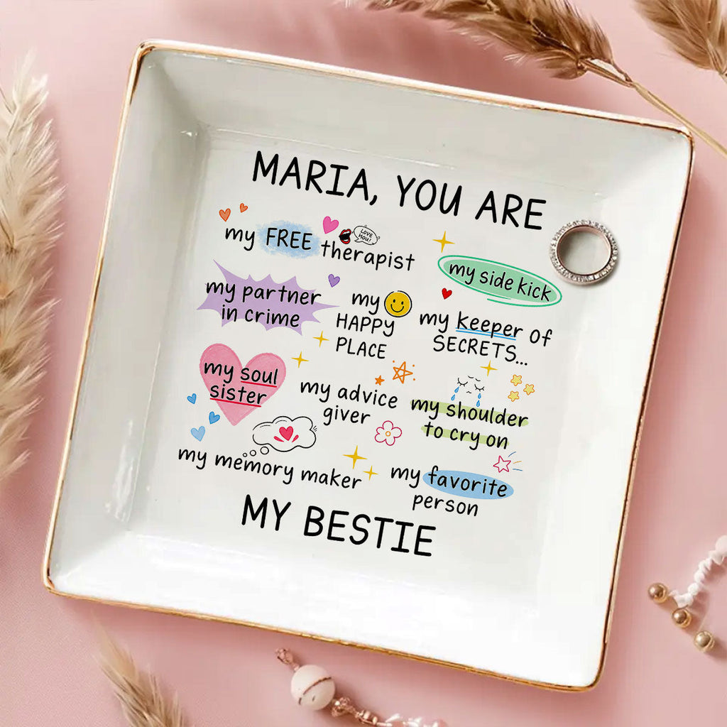 Custom Bestie Trinket Dish, Birthday Christmas Gift For Best Friend • You Are My Favorite Person - Personalized Jewelry Dish