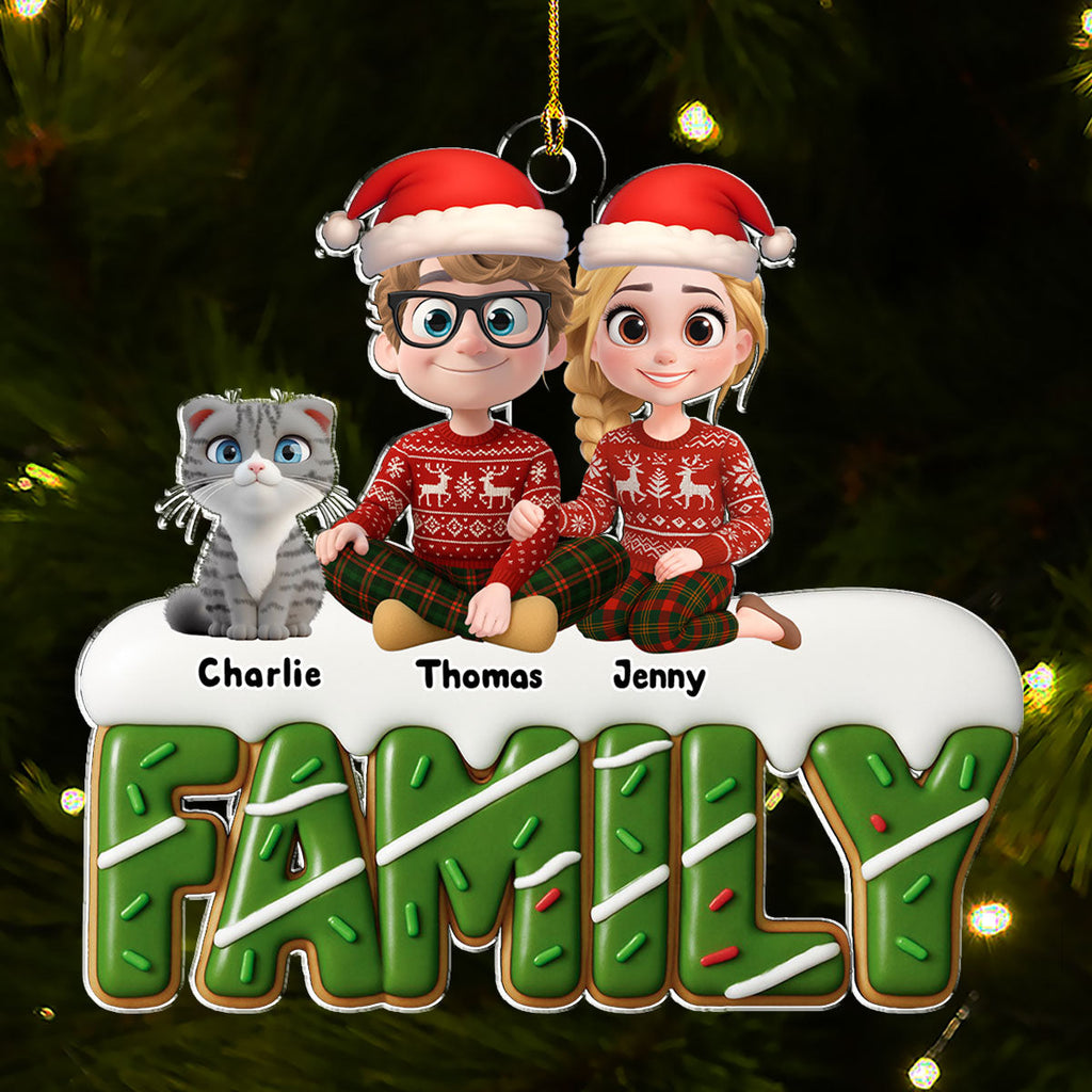 Custom Family Ornament, Christmas Gift for Family Members •  Sweetest Christmas As A Family - Personalized Acrylic Ornament
