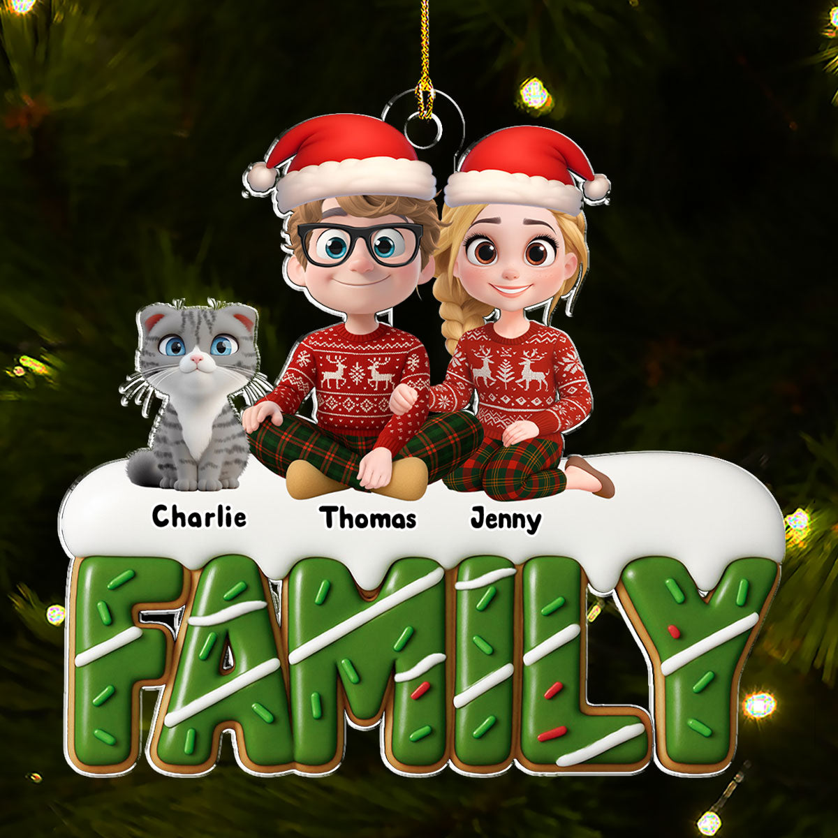 Custom Family Ornament, Christmas Gift for Family Members •  Sweetest Christmas As A Family - Personalized Acrylic Ornament