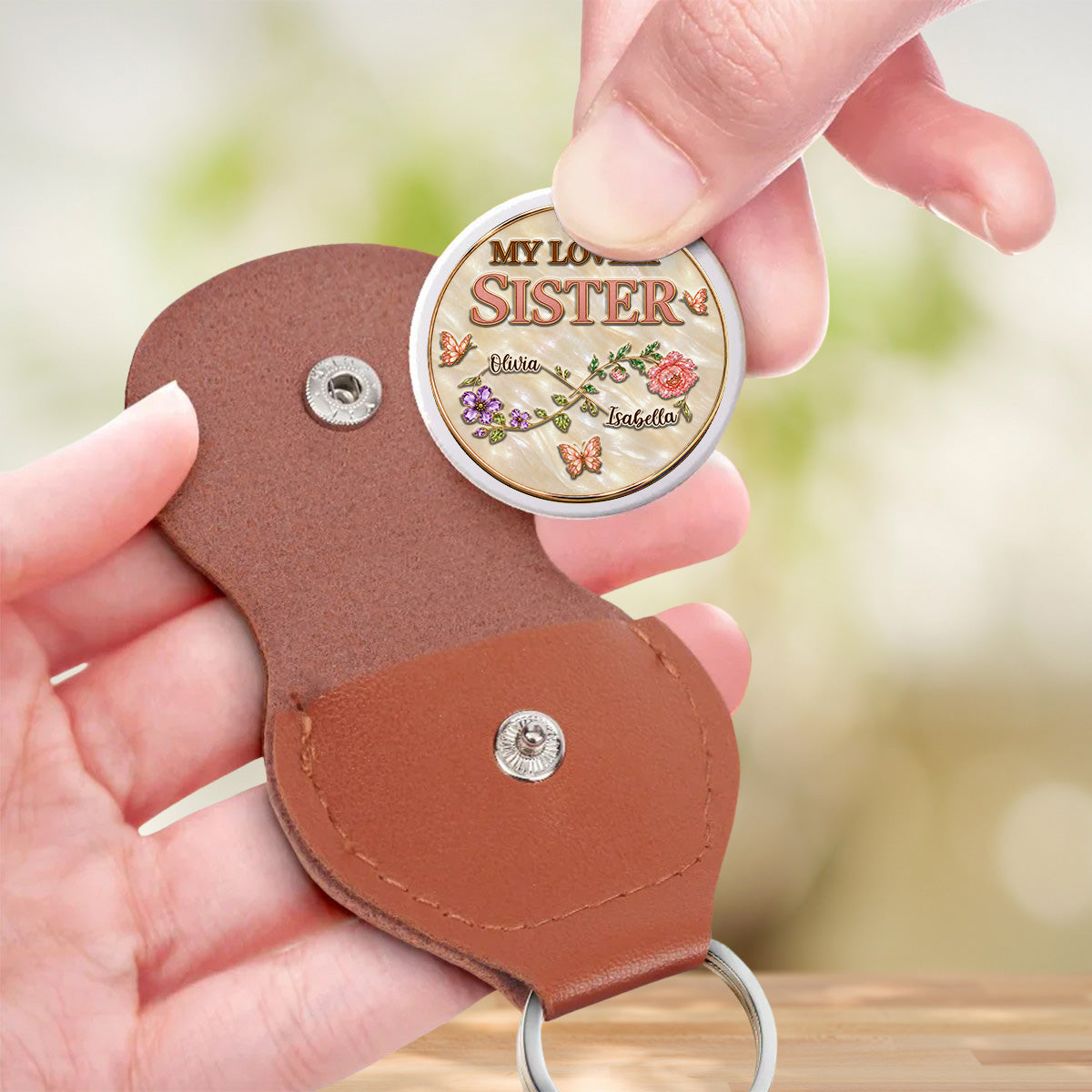 Custom Sister Siblings Coin Keychain, Christmas Birthday Gifts • Still Choose You Sister - Personalized 3D Printing Pocket Hug