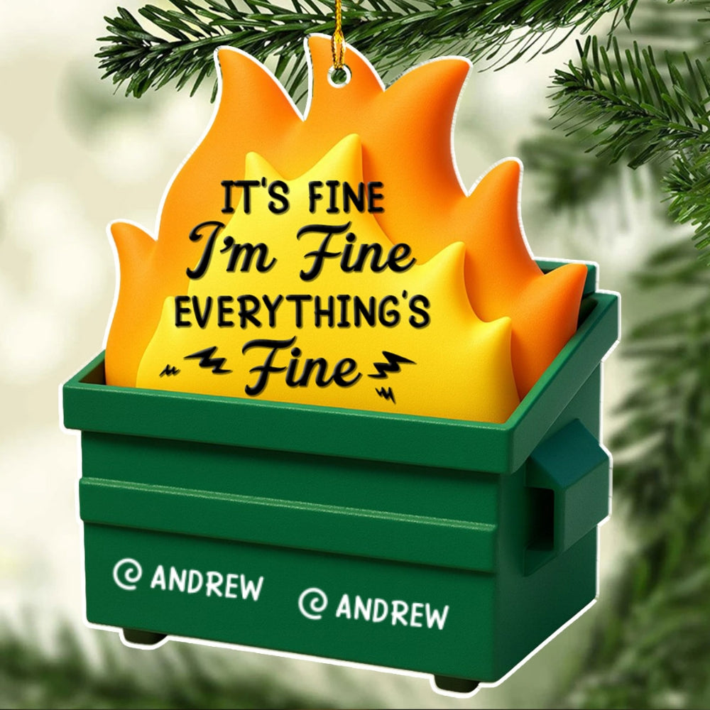 Custom Coworker Christmas Ornament, Team Appreciation Gift •  Dumpster Fire - Personalized Acrylic Ornament