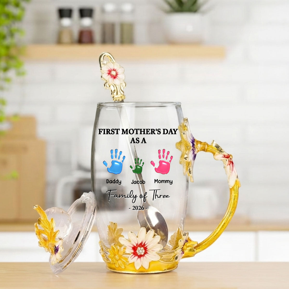First Mother Day - Personalized 14OZ Flower Tea Cup