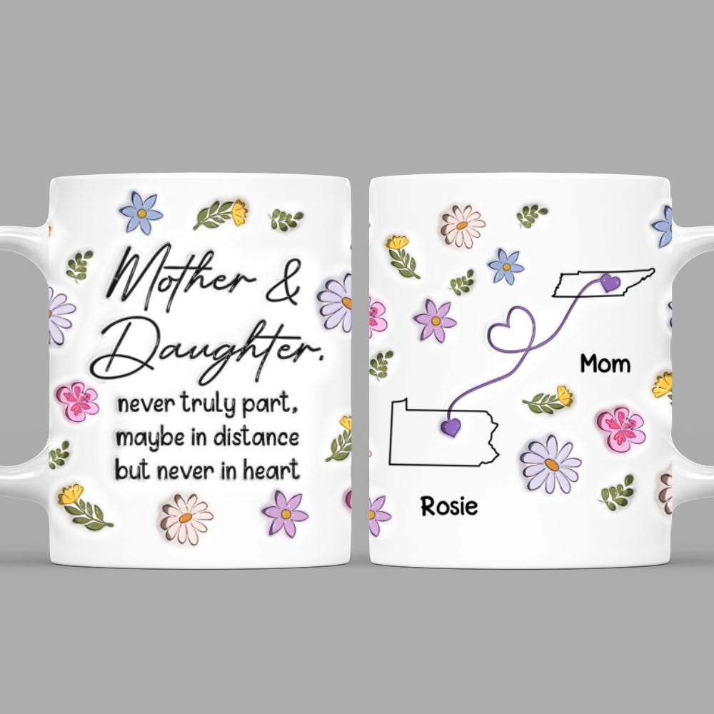 Custom Christmas & Birthday Gift for Mom • Never Truly Part - Personalized 3D Inflated Effect Mug