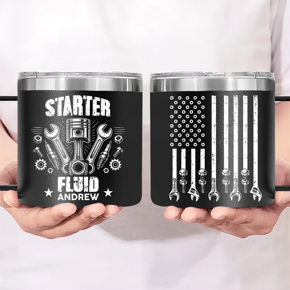 Custom Christmas Birthday Gifts For Dad • Legendary Wrench Master - Personalized 14oz Stainless Steel Tumbler With Handle