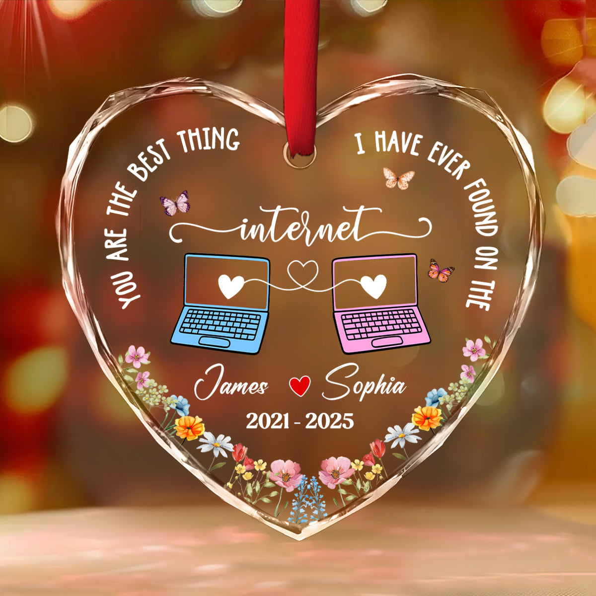 Custom Keepsake Christmas Ornament •  Online Lover - Personalized Glass Ornament