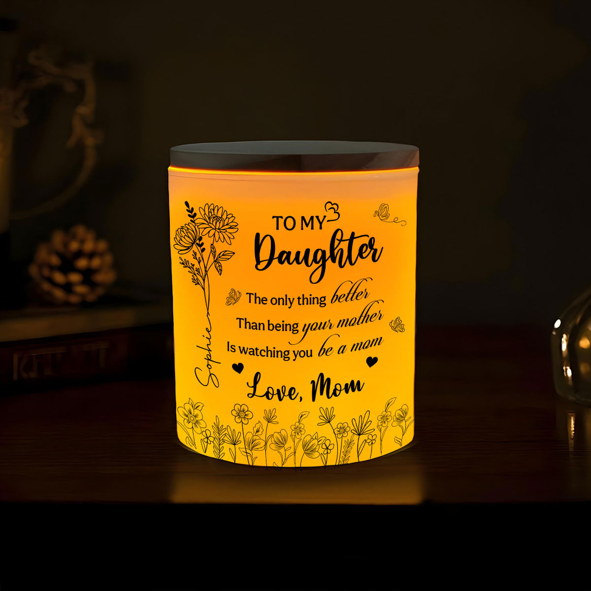 Love For My Daughter - Personalized Glass Jar With LED Candle