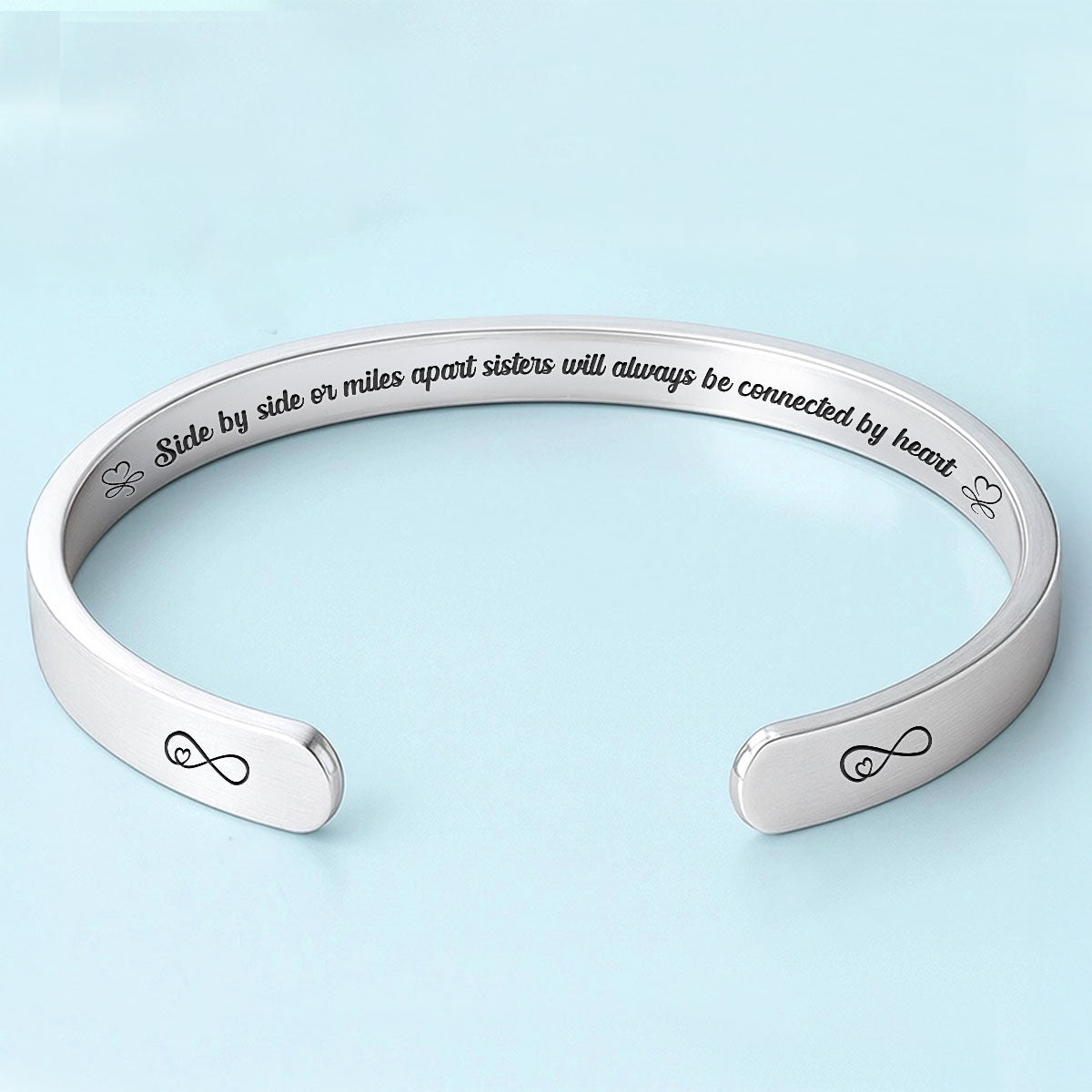 Sisters Will Always Be Connected - Personalized Bracelet Cuff