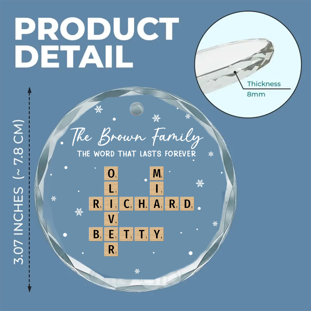 Custom Family Ornament, Christmas Gift for Family Members •  The Name That Lasts Forever - Personalized Glass Ornament