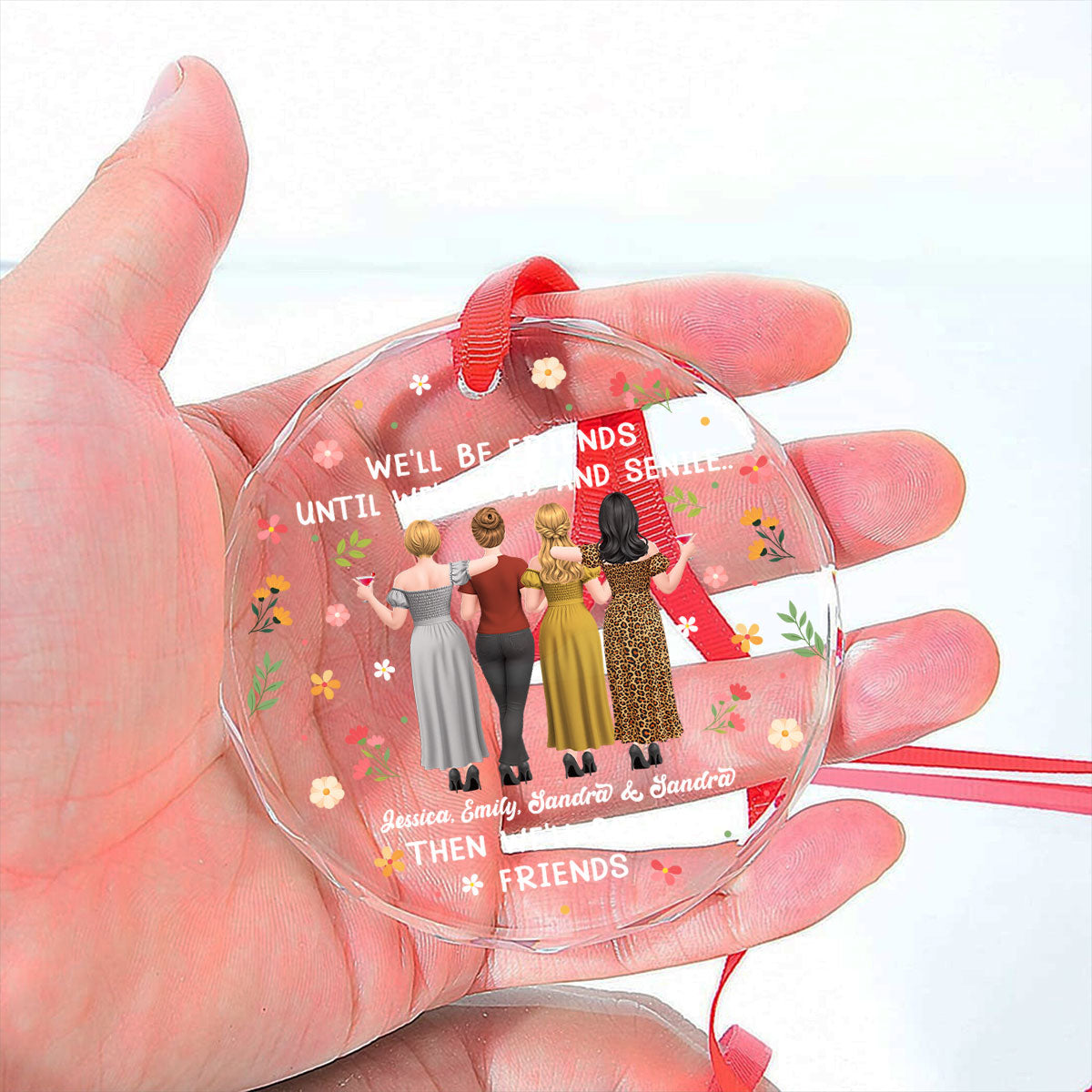 Custom Friendship Christmas Ornament, Best Friend Gift •  Old But Still Fabulous Friends - Personalized Glass Ornament