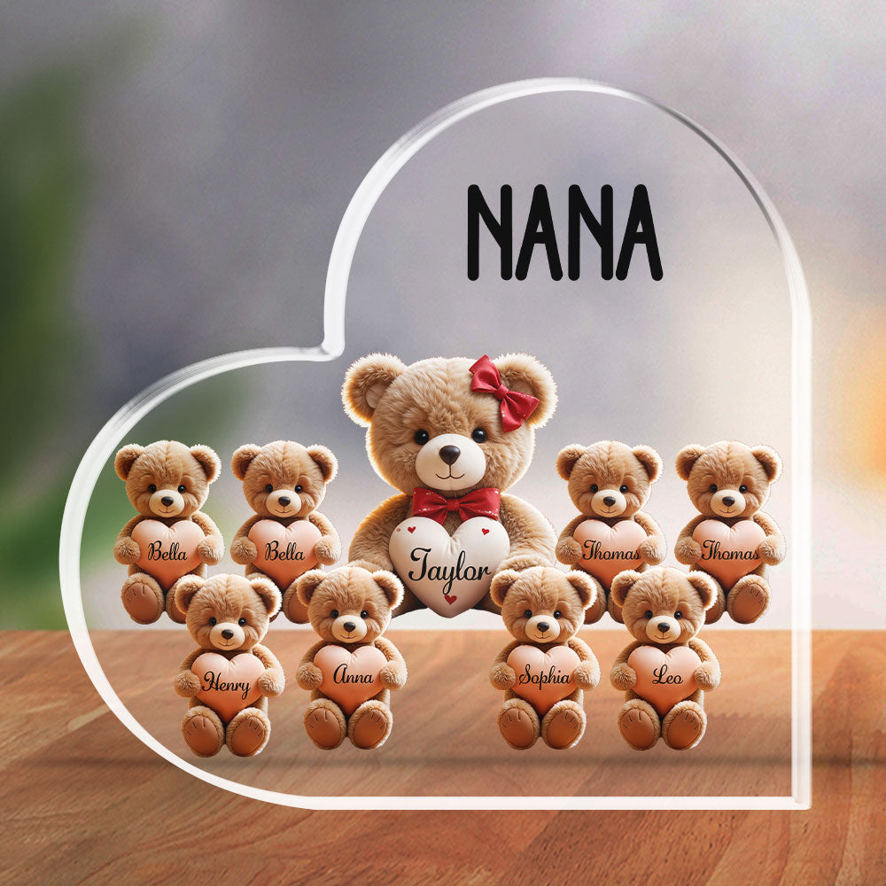 Custom Decor, Christmas Birthday Anniversary Gift Keepsake • Grandma Bear With Love Children - Personalized Acrylic Plaque
