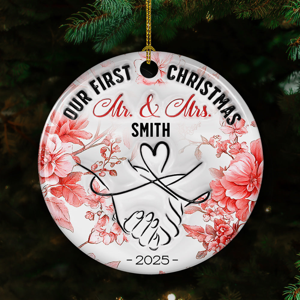 Custom Couple Christmas Ornament, Anniversary Gift •  Always Close At Heart - Personalized 3D Inflated Effect Ceramic Ornament