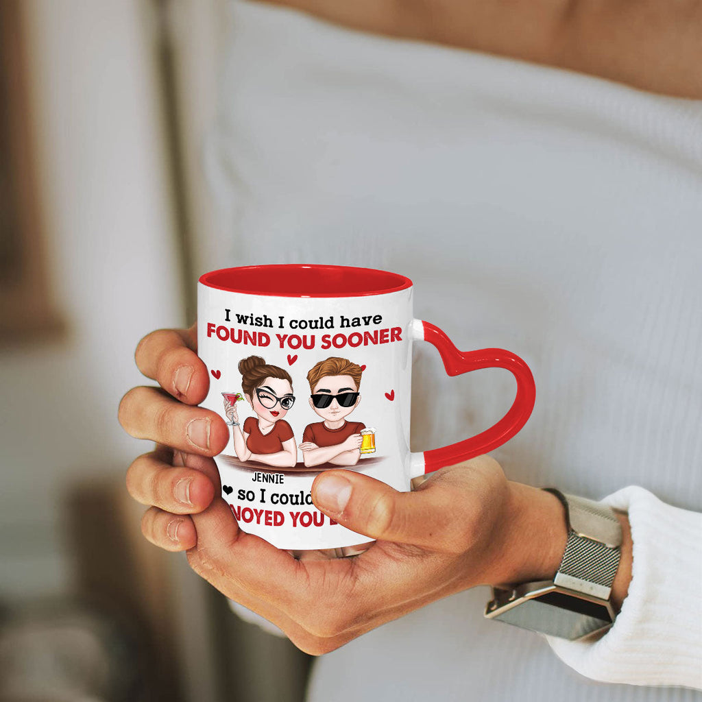 Custom Anniversary Keepsake Gifts For Couple • I Wish I Could - Personalized Heart Handle Mug