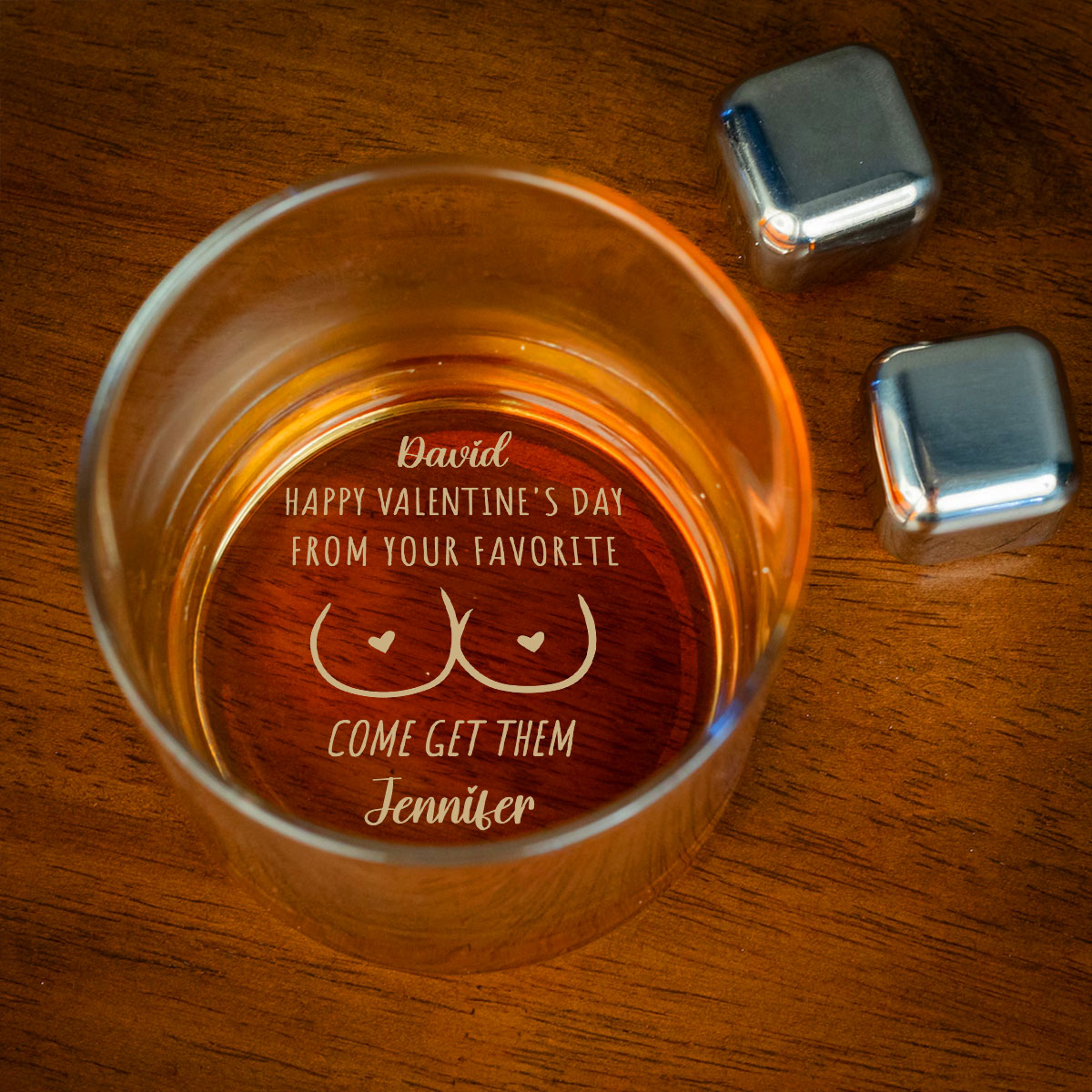 Custom Christmas Anniversary Birthday Drinkware Gifts for Couple • Come And Get Them - Personalized Engraved Whiskey Glass
