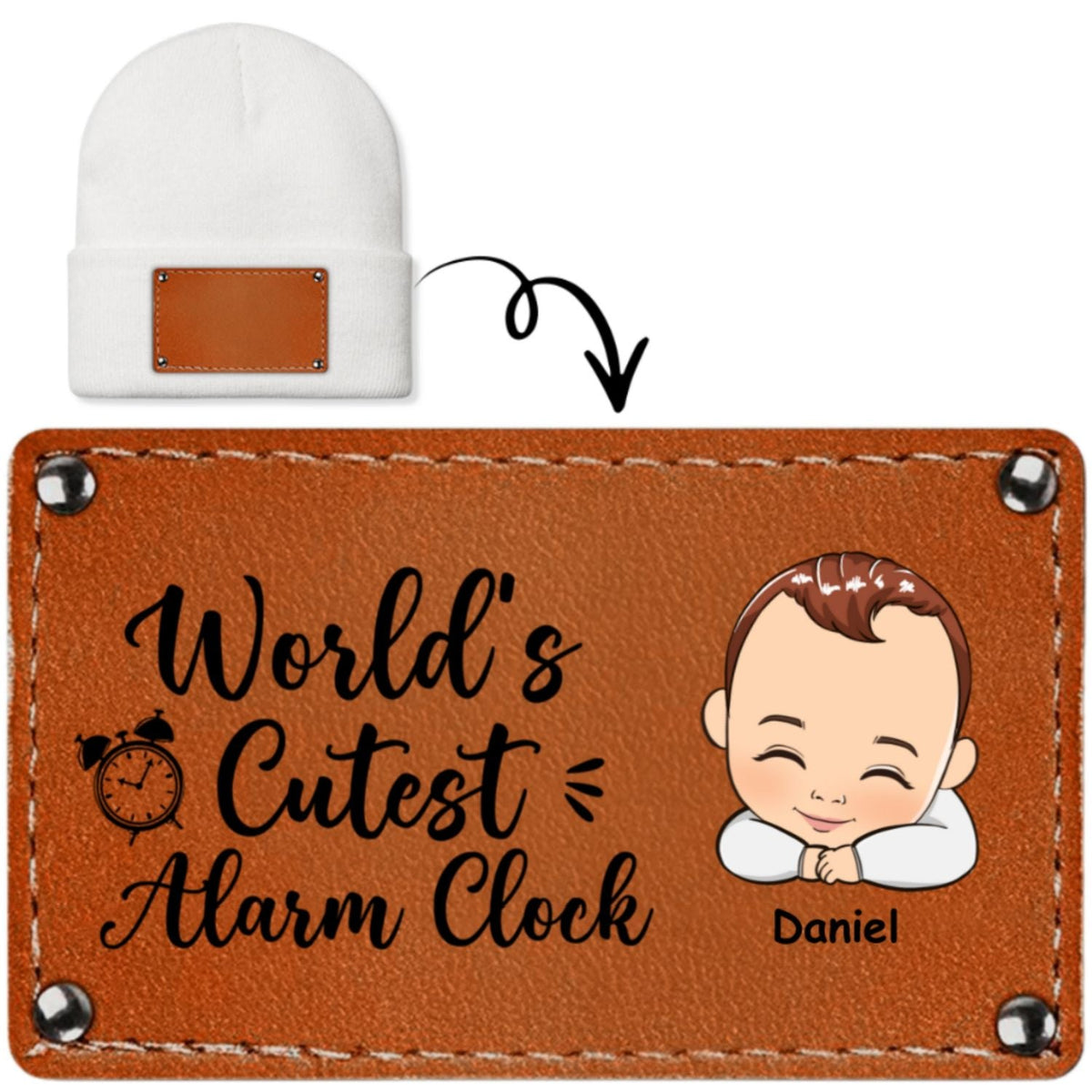Custom Newborn Baby Beanie, Christmas Birthday Gift • The Cutest Alarm Clock - Personalized Beanie