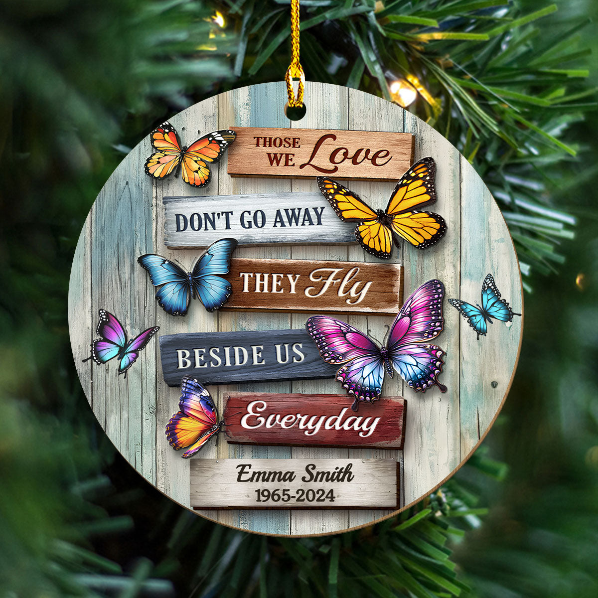 Custom Memorial Christmas Ornament, Sympathy Keepsake •  Your Love Will Guide Us Always - Personalized Wood Ornament