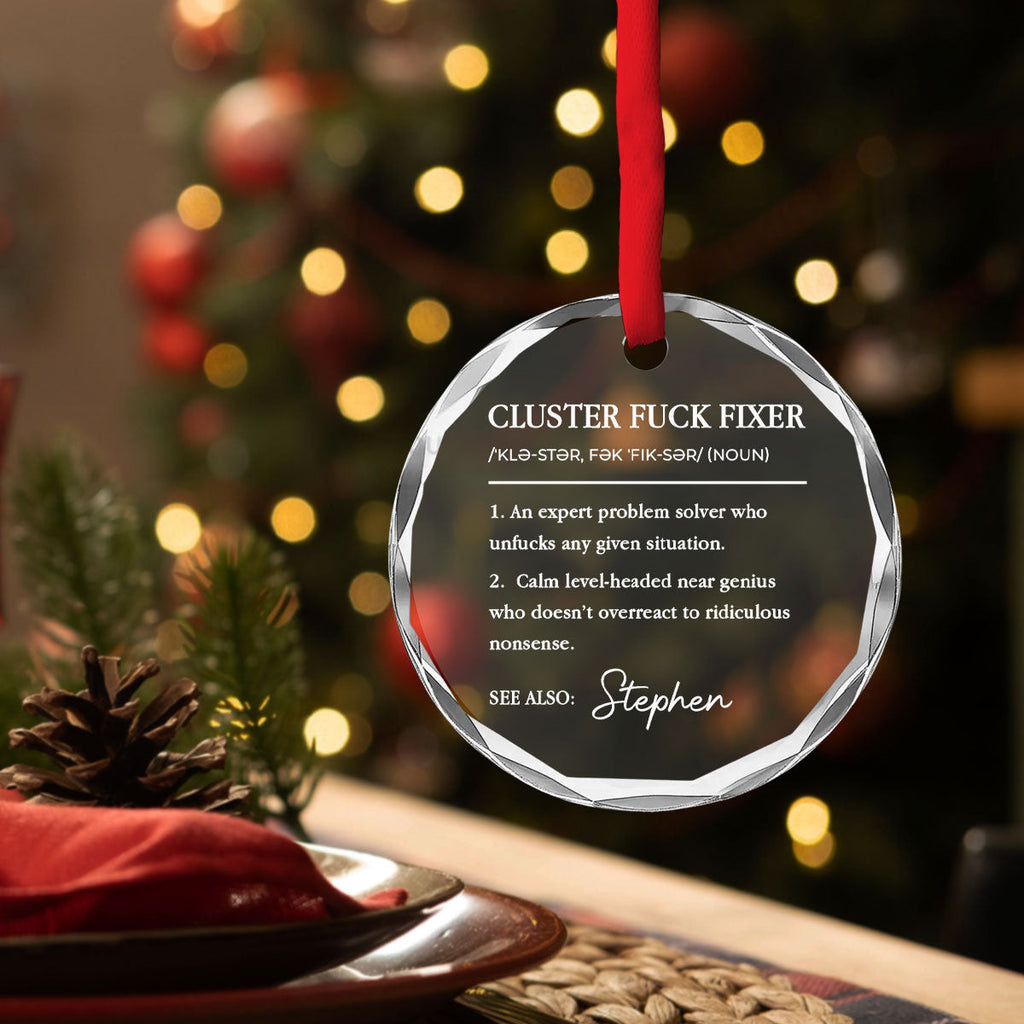 Custom Keepsake Christmas Ornament •  Cluster Fixer - Personalized Glass Ornament