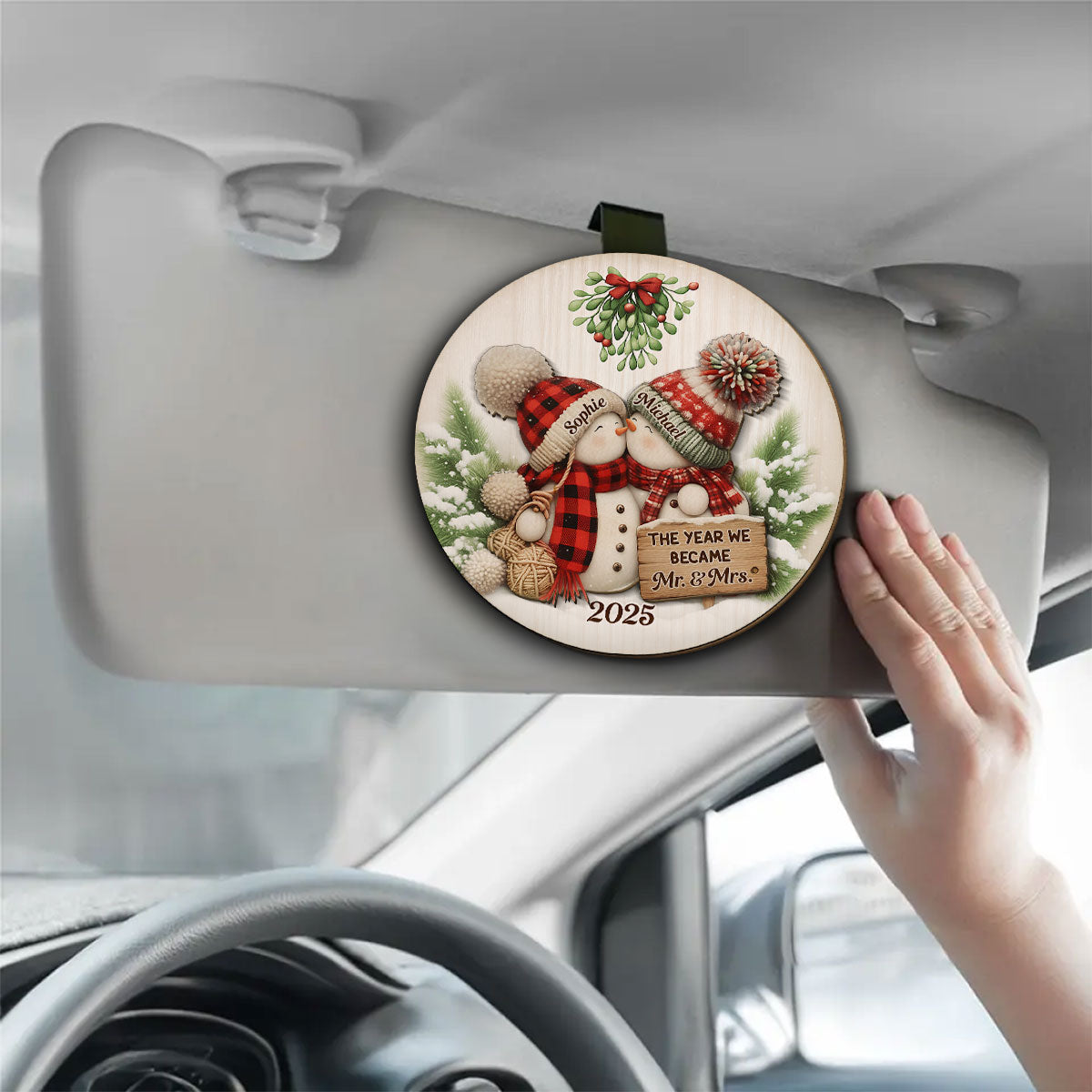 Merry And Bright Together - Personalized Car Visor Clip