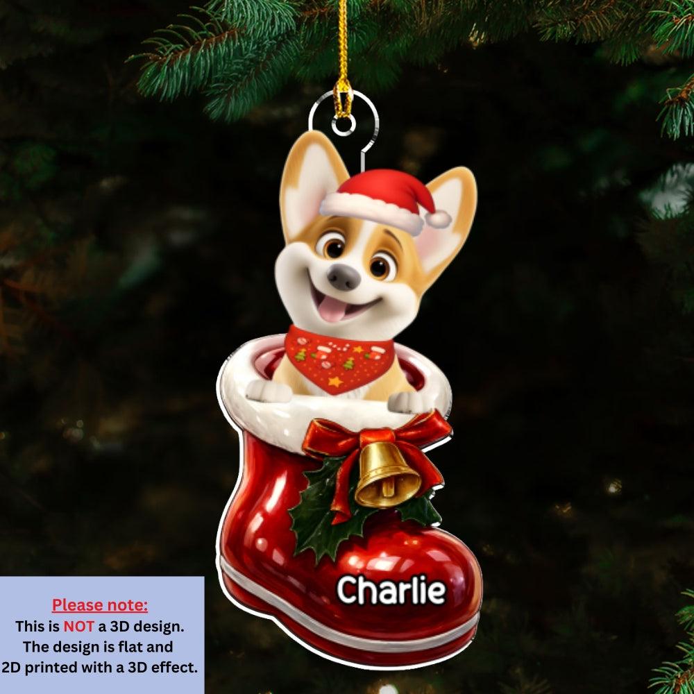 Custom Keepsake Christmas Ornament •  Here In Your Shoes - Personalized 3D Effect Acrylic Ornament