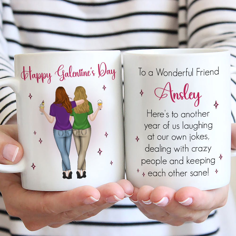Custom Best Friend, Christmas & Birthday Friendship Keepsake Gift • Galentines Valentines Besties - Personalized Coffee Mug