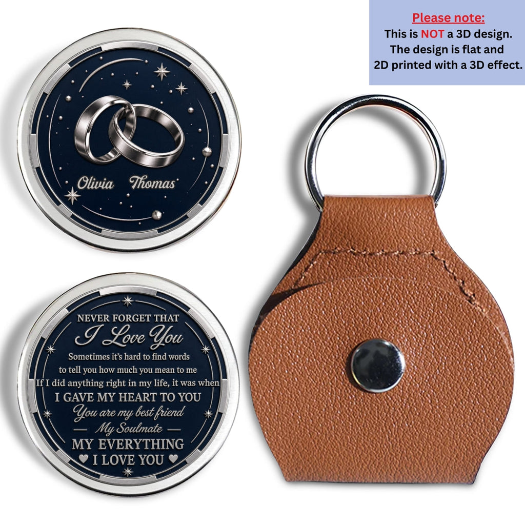 Custom Coin Keychain, Mother's Father's Day Birthday Gift Keepsake • My Everything - Personalized Pocket Hug