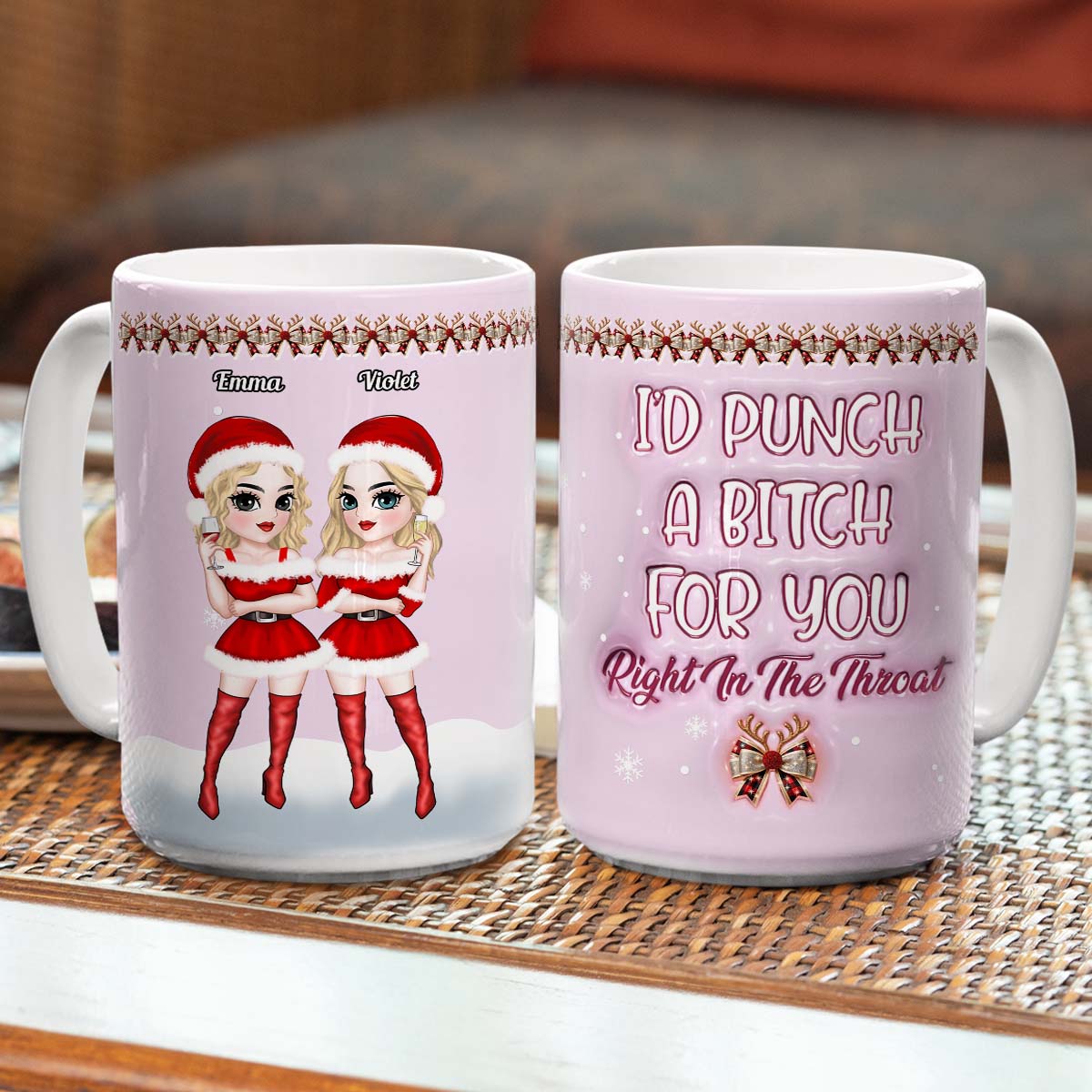 Custom Best Friend, Christmas & Birthday Friendship Keepsake Gift • Punch Bitch - Personalized 3D Inflated Effect Mug