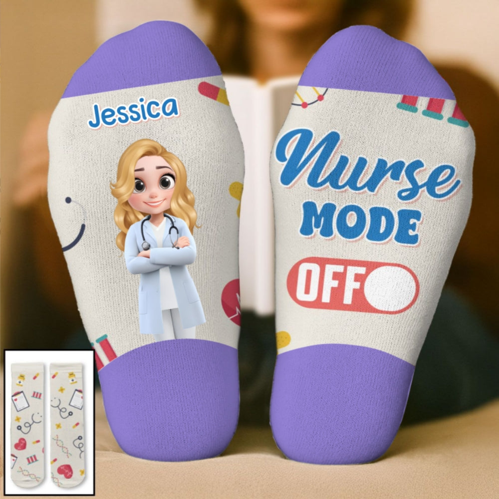 Custom Nurse Christmas Footwear Gift, Healthcare Worker Appreciation Gift • Proud To Be A Nurse - Personalized Crew Socks