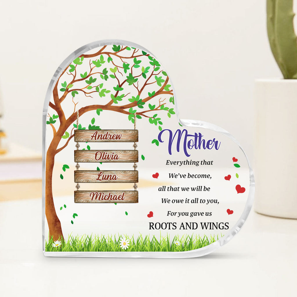 Custom Mother's Day Decor, Gift for Mom & Grandma • You Gave Us Roots And Wings - Personalized Acrylic Plaque