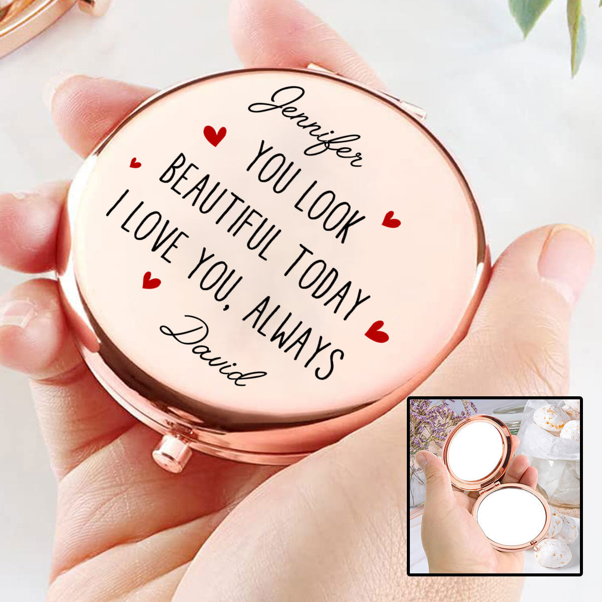 You Look Beautiful Today - Personalized Compact Mirror