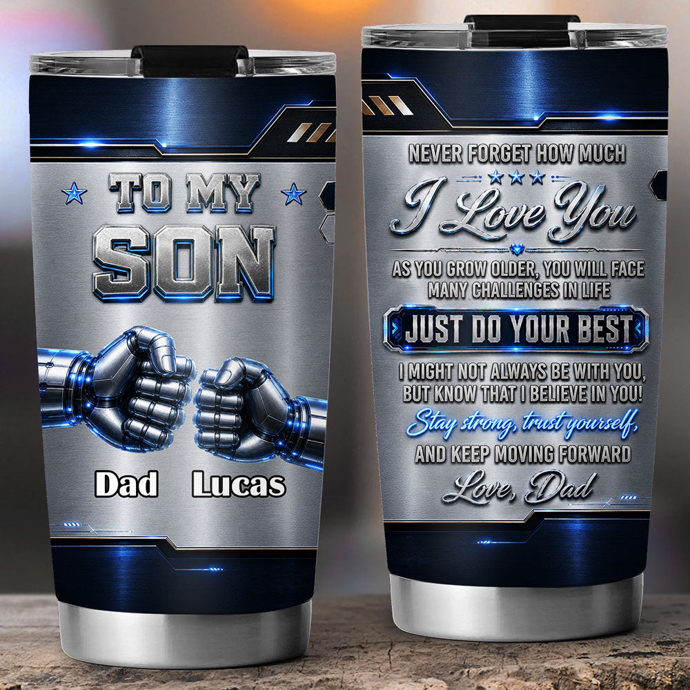 Custom Christmas Birthday Gifts For Son • Strong Bond - Personalized 3D Effect Tumbler