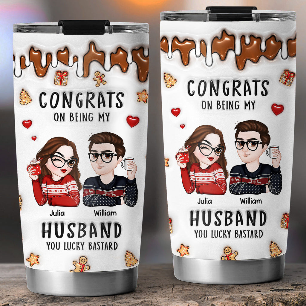 Congrats On Being My Husband Merry Christmas - Personalized 3D Inflated Effect Tumbler