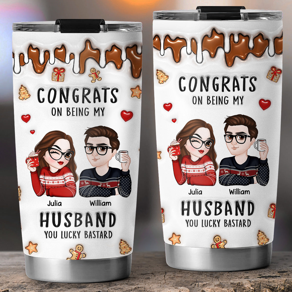 Congrats On Being My Husband Merry Christmas - Personalized 3D Inflated Effect Tumbler