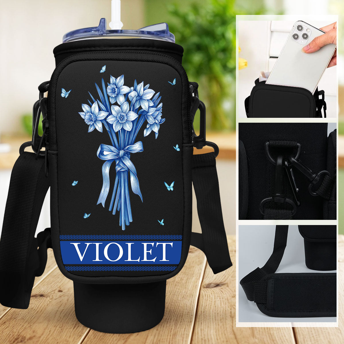 Grandma Love Grow Here - Personalized Water Bottle Carrier Bag