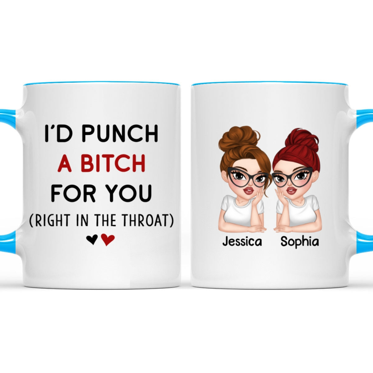 Custom Best Friend, Christmas & Birthday Friendship Keepsake Gift • Punch A Bitch - Personalized Accent Mug