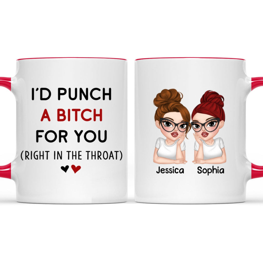 Custom Best Friend, Christmas & Birthday Friendship Keepsake Gift • Punch A Bitch - Personalized Accent Mug