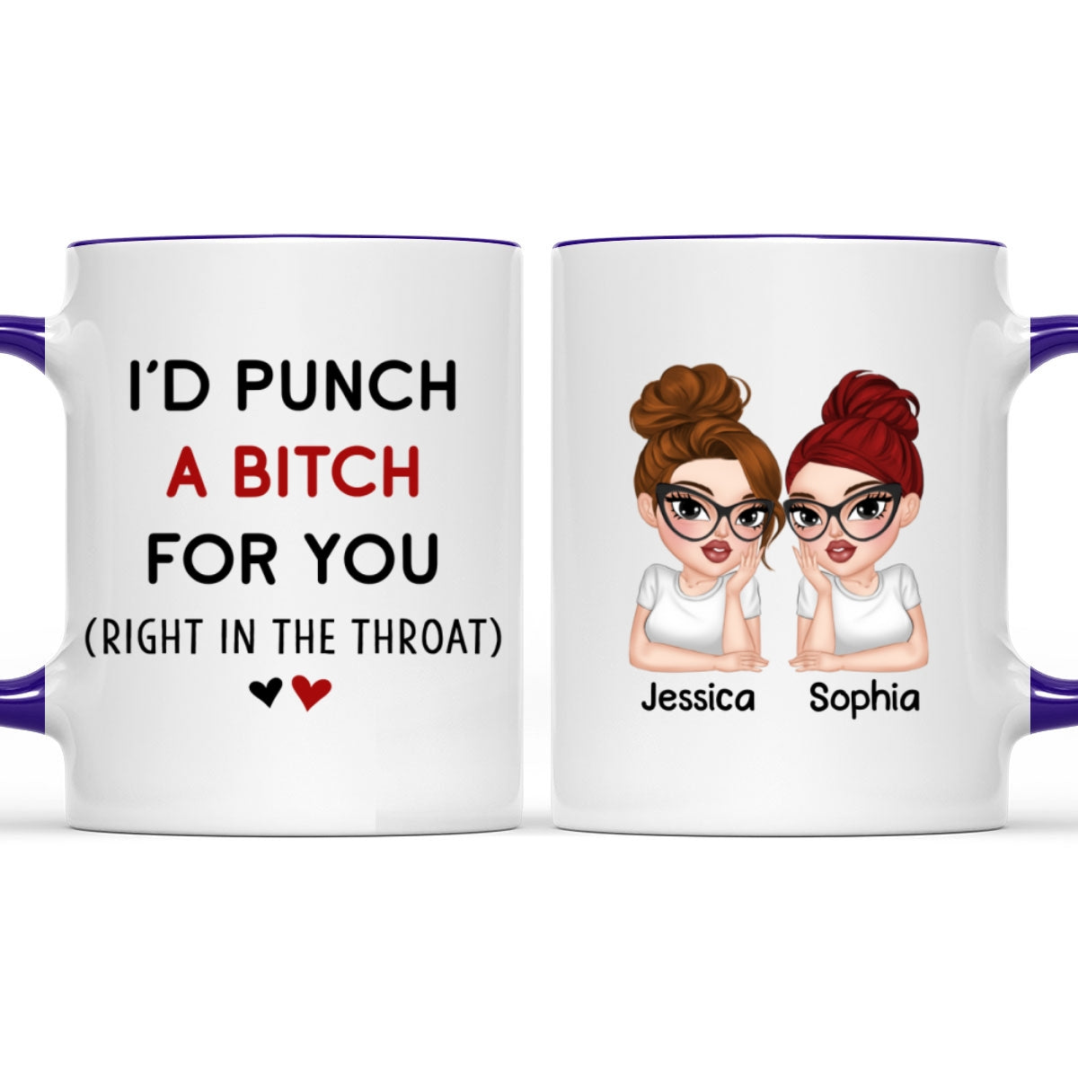 Custom Best Friend, Christmas & Birthday Friendship Keepsake Gift • Punch A Bitch - Personalized Accent Mug